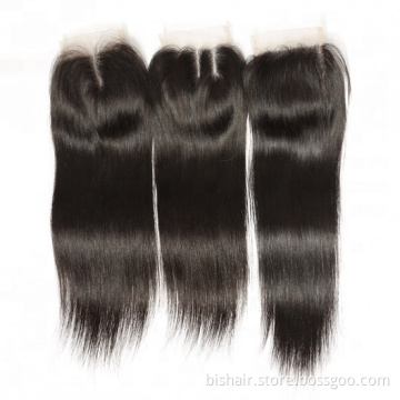 Cuticle Aligned Remy Human Hair Extentions Closure 4x4 Silky Straight Lace Closure 100% Human Hair Extentions